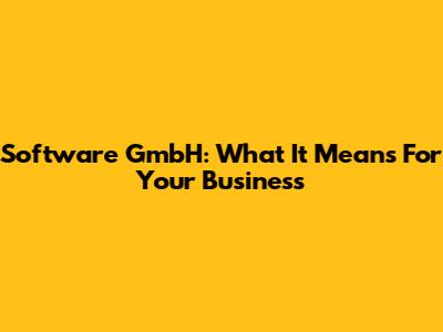 Software GmbH: What It Means For Your Business