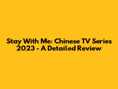 Stay With Me: Chinese TV Series 2023 - A Detailed Review