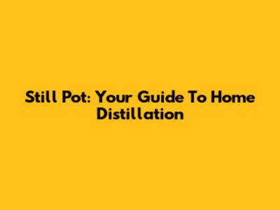 Still Pot: Your Guide To Home Distillation