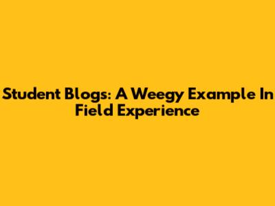 Student Blogs: A Weegy Example In Field Experience