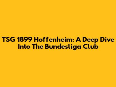 TSG 1899 Hoffenheim: A Deep Dive Into The Bundesliga Club
