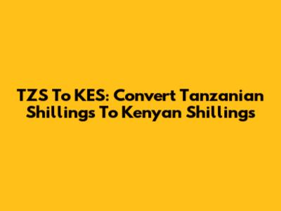 TZS To KES: Convert Tanzanian Shillings To Kenyan Shillings