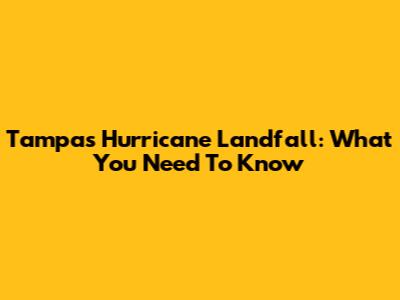 Tampa's Hurricane Landfall: What You Need To Know