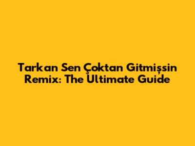 Tarkan 'Sen Çoktan Gitmişsin' Remix: The Ultimate Guide