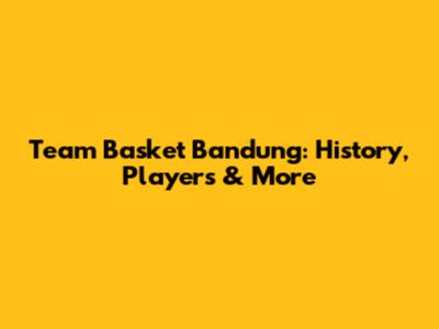 Team Basket Bandung: History, Players & More