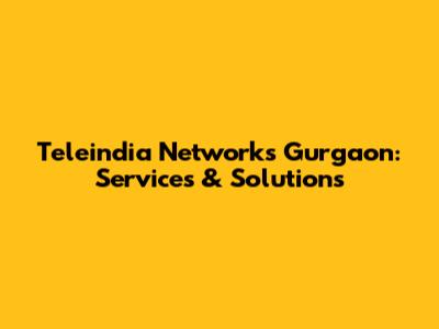 Teleindia Networks Gurgaon: Services & Solutions