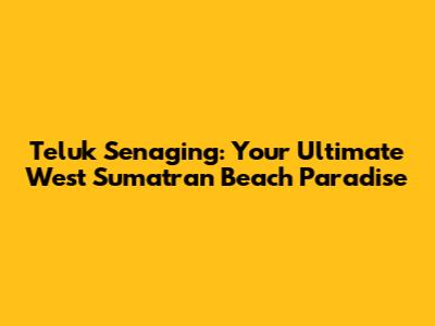 Teluk Senaging: Your Ultimate West Sumatran Beach Paradise