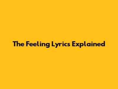 The Feeling Lyrics Explained
