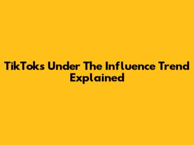 TikTok's 'Under The Influence' Trend Explained