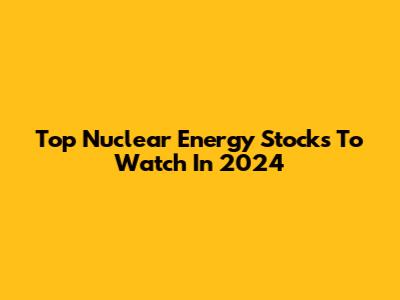 Top Nuclear Energy Stocks To Watch In 2024