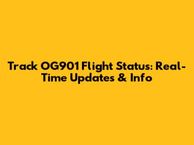 Track OG901 Flight Status: Real-Time Updates & Info