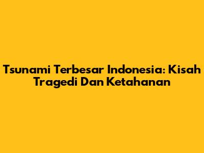 Tsunami Terbesar Indonesia: Kisah Tragedi Dan Ketahanan