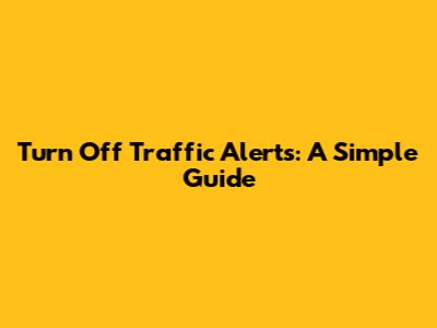Turn Off Traffic Alerts: A Simple Guide