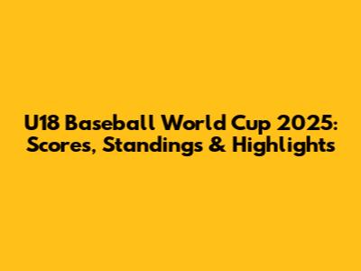 U18 Baseball World Cup 2025: Scores, Standings & Highlights