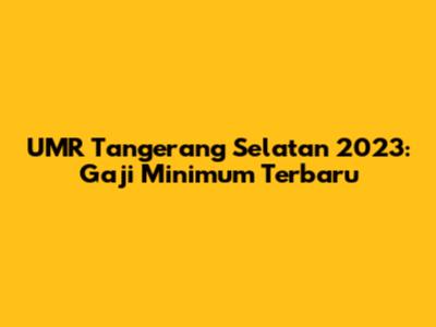 UMR Tangerang Selatan 2023: Gaji Minimum Terbaru