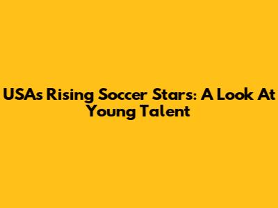 USA's Rising Soccer Stars: A Look At Young Talent