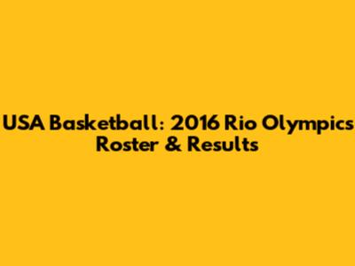 USA Basketball: 2016 Rio Olympics Roster & Results