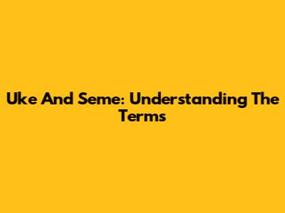Uke And Seme: Understanding The Terms