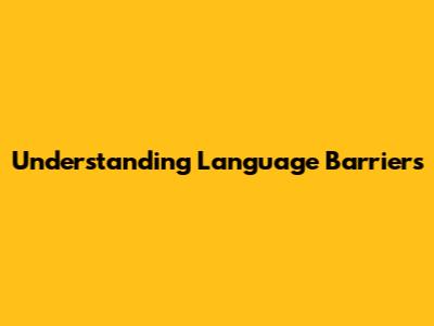 Understanding Language Barriers