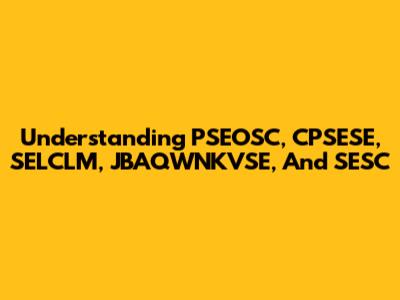 Understanding PSEOSC, CPSESE, SELCLM, JBAQWNKVSE, And SESC