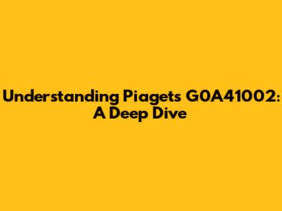 Understanding Piaget's G0A41002: A Deep Dive