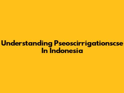 Understanding Pseoscirrigationscse In Indonesia