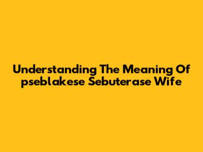 Understanding The Meaning Of 'pseblakese Sebuterase Wife'