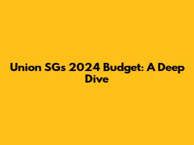 Union SG's 2024 Budget: A Deep Dive