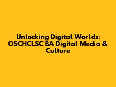 Unlocking Digital Worlds: OSCHCLSC BA Digital Media & Culture