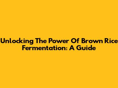 Unlocking The Power Of Brown Rice Fermentation: A Guide