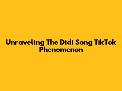 Unraveling The Didi Song TikTok Phenomenon