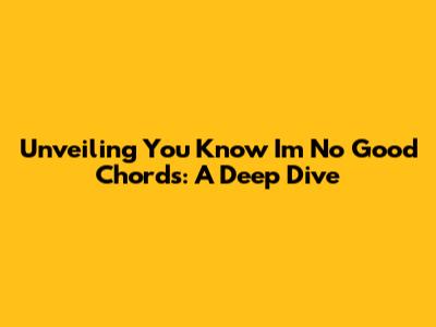 Unveiling 'You Know I'm No Good' Chords: A Deep Dive