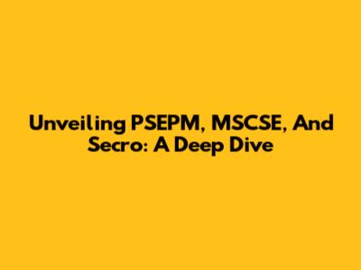 Unveiling PSEPM, MSCSE, And Secro: A Deep Dive