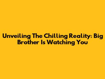 Unveiling The Chilling Reality: Big Brother Is Watching You