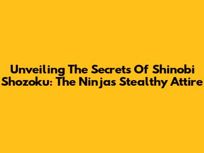Unveiling The Secrets Of Shinobi Shozoku: The Ninja's Stealthy Attire