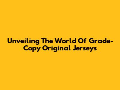Unveiling The World Of Grade-Copy Original Jerseys