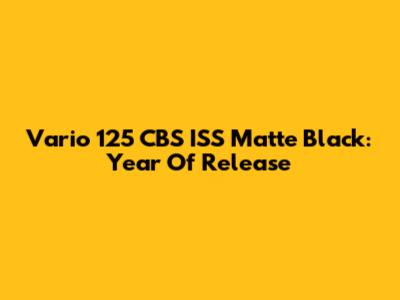 Vario 125 CBS ISS Matte Black: Year Of Release