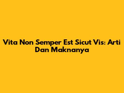 Vita Non Semper Est Sicut Vis: Arti Dan Maknanya