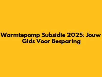 Warmtepomp Subsidie 2025: Jouw Gids Voor Besparing