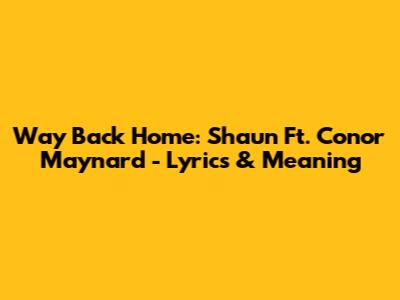 Way Back Home: Shaun Ft. Conor Maynard - Lyrics & Meaning