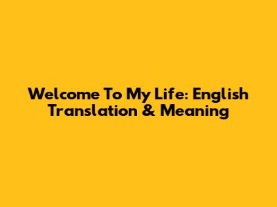 Welcome To My Life: English Translation & Meaning