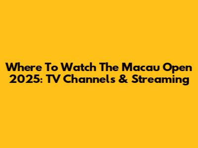 Where To Watch The Macau Open 2025: TV Channels & Streaming