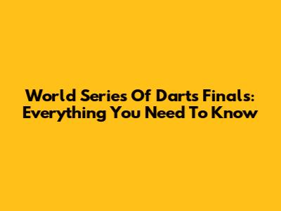 World Series Of Darts Finals: Everything You Need To Know