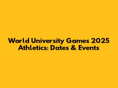 World University Games 2025 Athletics: Dates & Events