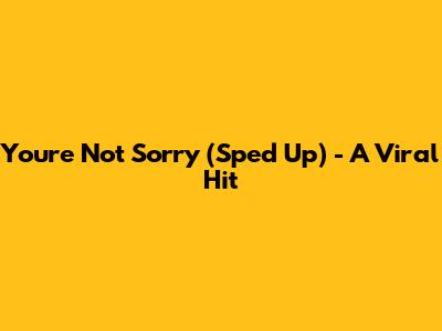 You're Not Sorry (Sped Up) - A Viral Hit
