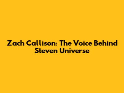 Zach Callison: The Voice Behind Steven Universe