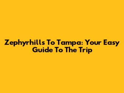 Zephyrhills To Tampa: Your Easy Guide To The Trip