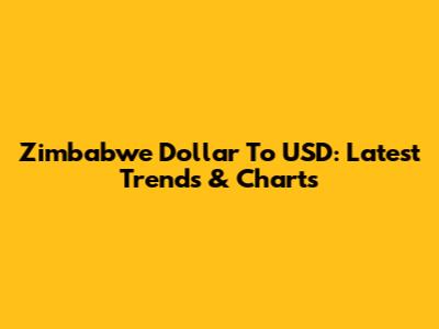 Zimbabwe Dollar To USD: Latest Trends & Charts